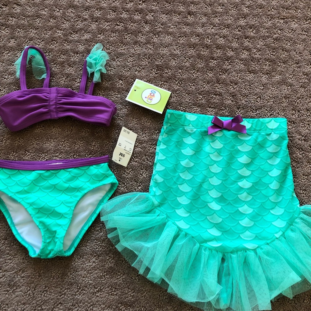 Baby Girl 3-Piece Mermaid Bathing Suit